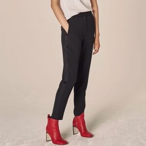 Rag & Bone Willoughby Tuxedo Stripe Crepe Tailored Pants In Black